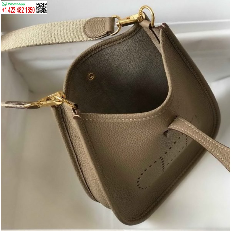çoğaltma Hermes Evelyne Çanta Tasarımcısı Hermes Mini Crossbody Çanta 20395 Altın Toka Gri