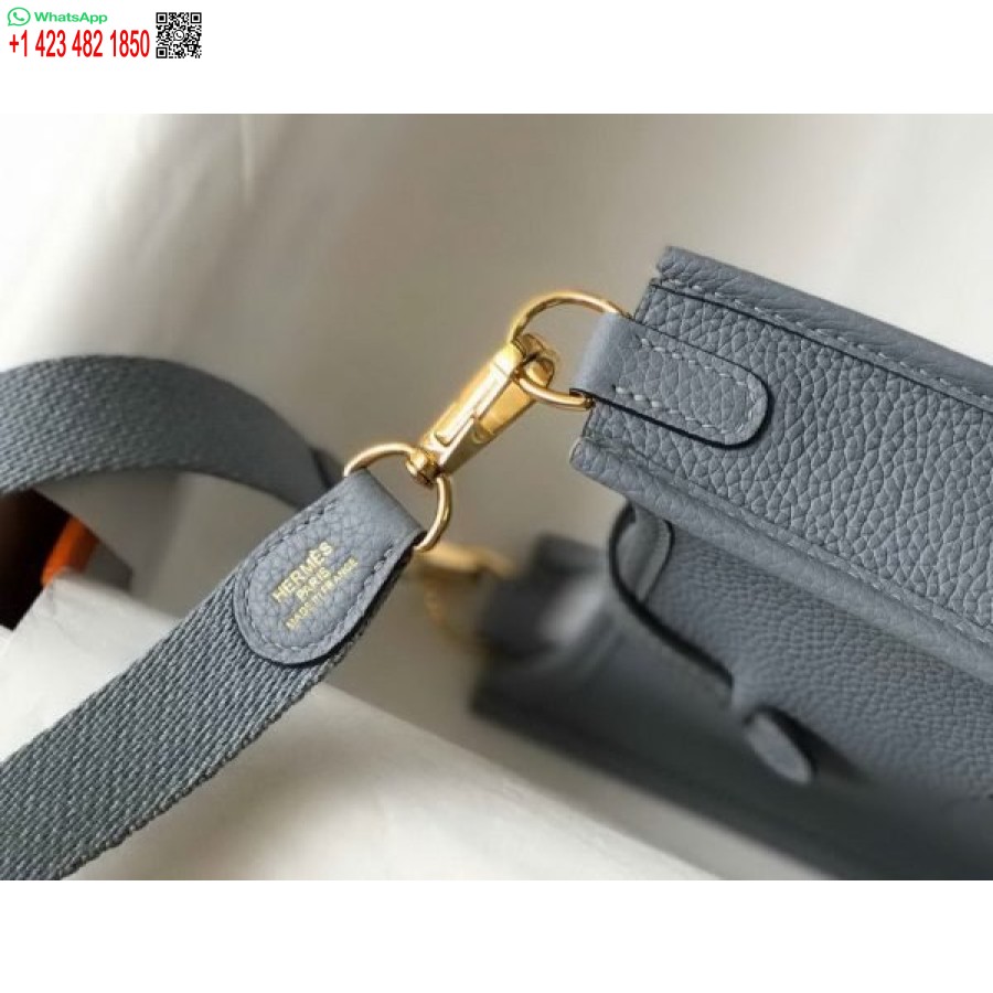 реплика сумки Hermes Evelyne, дизайнерская мини-сумка через плечо Hermes 20394, золотая пряжка, голубой