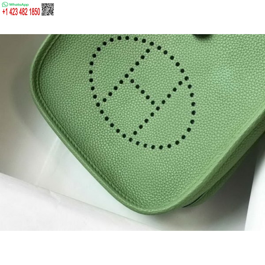 Replika Kabelky Hermes Evelyne Designer Hermes Mini Crossbody Kabelka 20393 Zlatá Přezka Světle Zelená