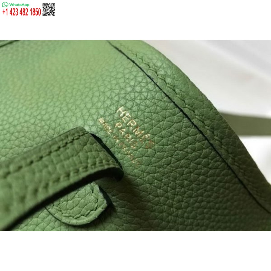 Replika Kabelky Hermes Evelyne Designer Hermes Mini Crossbody Kabelka 20393 Zlatá Přezka Světle Zelená