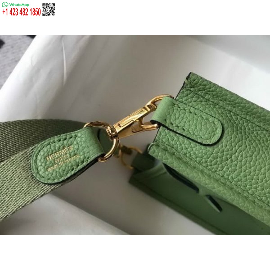 Replika Kabelky Hermes Evelyne Designer Hermes Mini Crossbody Kabelka 20393 Zlatá Přezka Světle Zelená