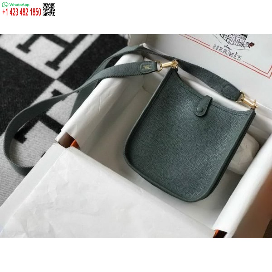 Replik Hermes Evelyne Tasche Designer Hermes Mini Umhängetasche 20391 Goldschnalle Dunkelgrün