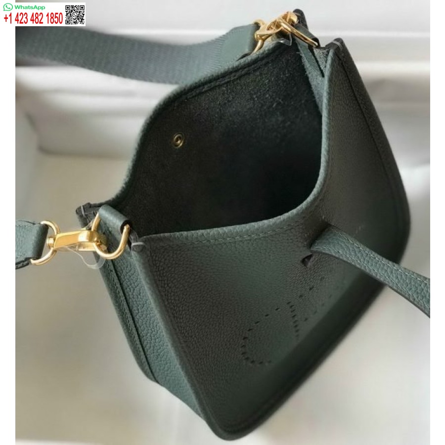 Replik Hermes Evelyne Tasche Designer Hermes Mini Umhängetasche 20391 Goldschnalle Dunkelgrün