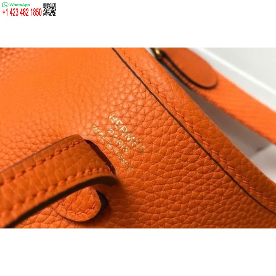 Replika Kabelky Hermes Evelyne Designer Hermes Mini Crossbody Kabelka 20390 Zlatá Přezka Oranžová