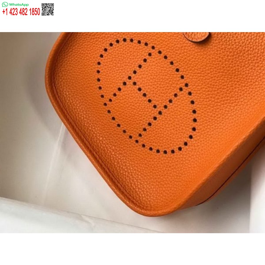 Replika Kabelky Hermes Evelyne Designer Hermes Mini Crossbody Kabelka 20390 Zlatá Přezka Oranžová