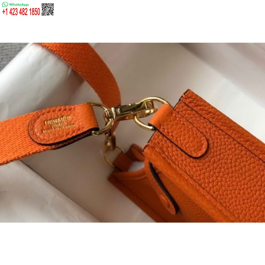 Replika Kabelky Hermes Evelyne Designer Hermes Mini Crossbody Kabelka 20390 Zlatá Přezka Oranžová