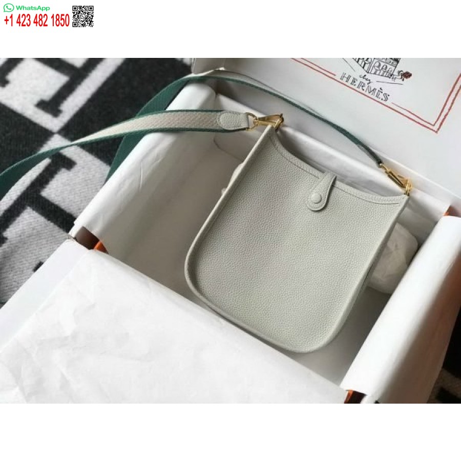 Replika Kabelky Hermes Evelyne Designer Hermes Mini Crossbody Kabelka 20388 Zlatá Přezka Světle šedá