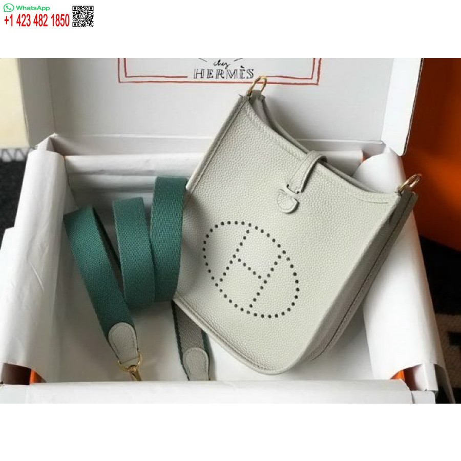 Replika Kabelky Hermes Evelyne Designer Hermes Mini Crossbody Kabelka 20388 Zlatá Přezka Světle šedá