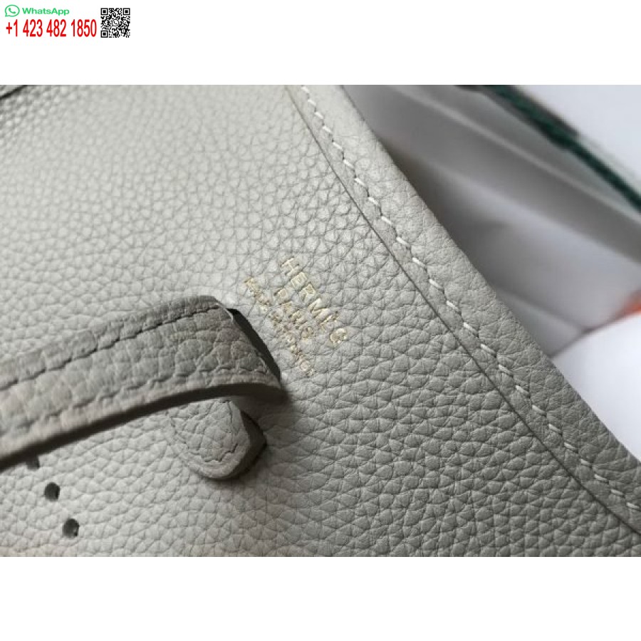 Replika Kabelky Hermes Evelyne Designer Hermes Mini Crossbody Kabelka 20388 Zlatá Přezka Světle šedá