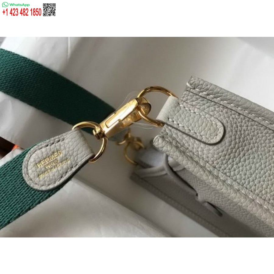 Replika Kabelky Hermes Evelyne Designer Hermes Mini Crossbody Kabelka 20388 Zlatá Přezka Světle šedá