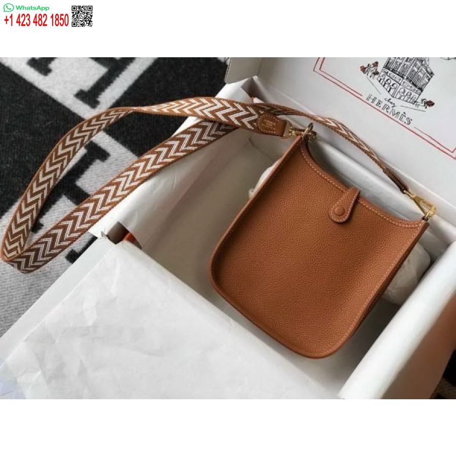 Replica Hermes Evelyne Tas Ontwerper Hermes Mini Crossbody Tas 20386 Gouden Gesp Bruin