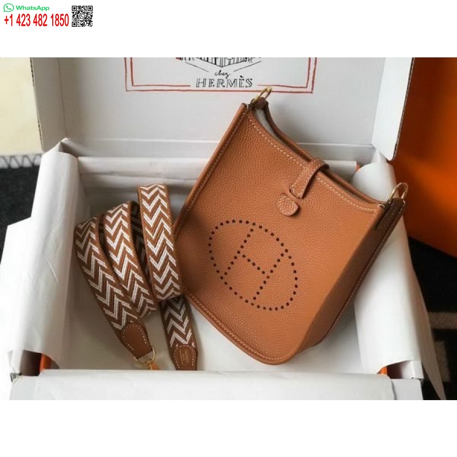 Replica Hermes Evelyne Tas Ontwerper Hermes Mini Crossbody Tas 20386 Gouden Gesp Bruin