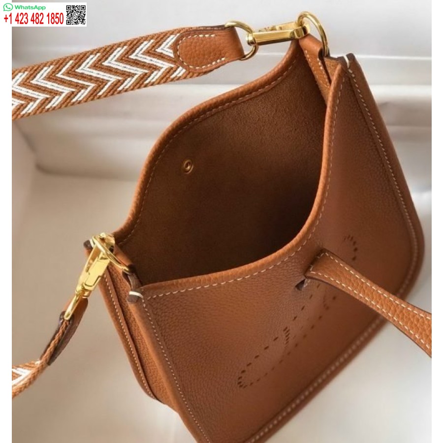 Replica Hermes Evelyne Tas Ontwerper Hermes Mini Crossbody Tas 20386 Gouden Gesp Bruin