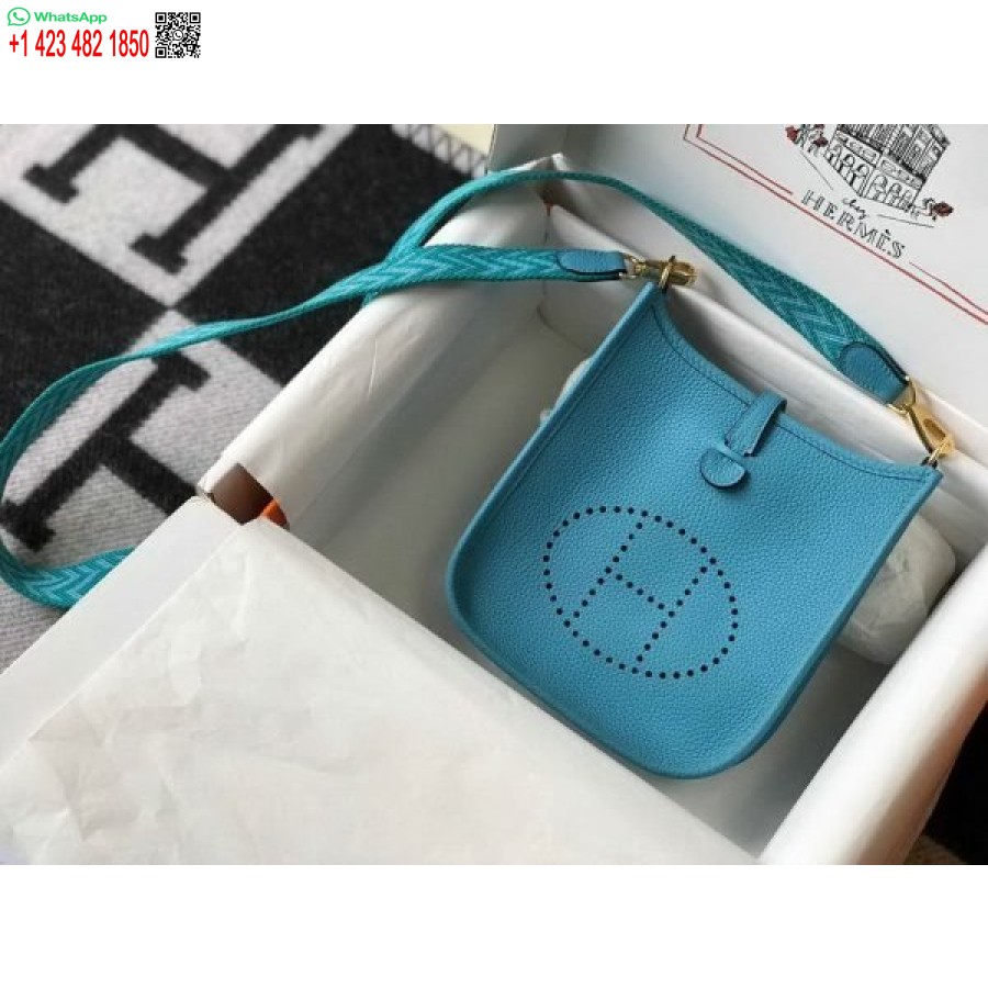 Replika Hermes Evelyne Torba Dizajner Hermes Mini Crossbody Torba 20381 Zlatno Plava