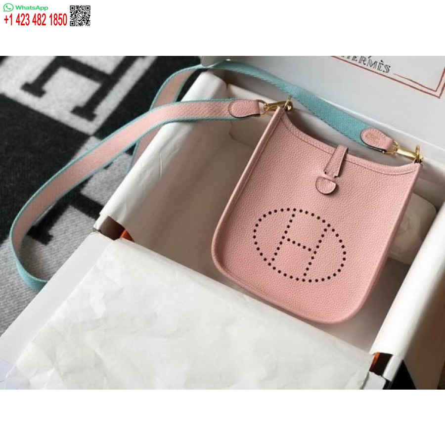 Replika Hermes Evelyne Dizajner Torbe Hermes Mini Torba Preko Ramena 20380 Zlatno Ružičasta