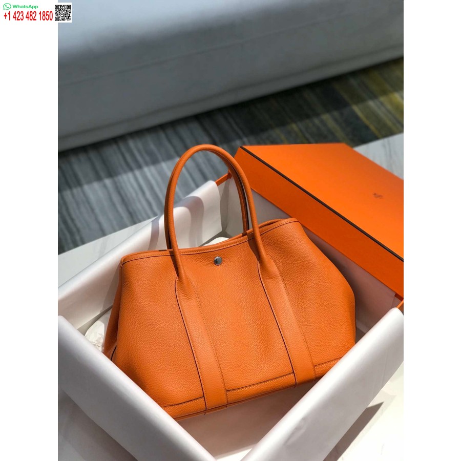 Replica Borsa Hermes Arancione Clemence Garden Party 30 Cm H239039