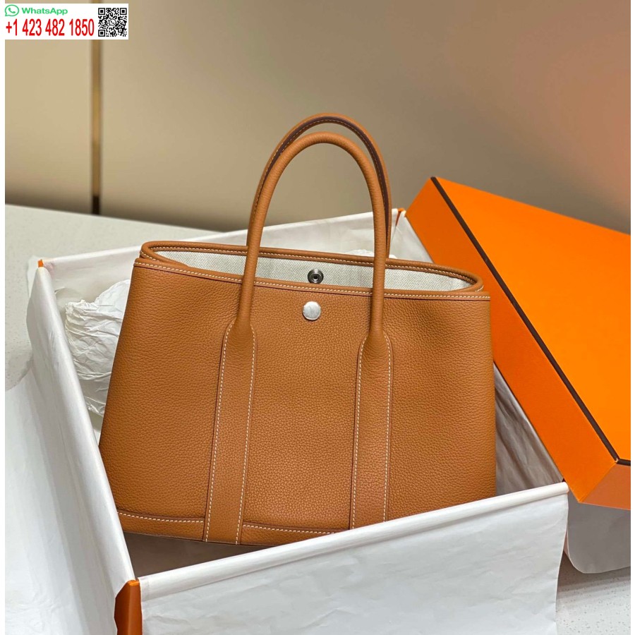 Replika Hermes Brun Clemence Trädgårdsfest 30cm Väska H239043