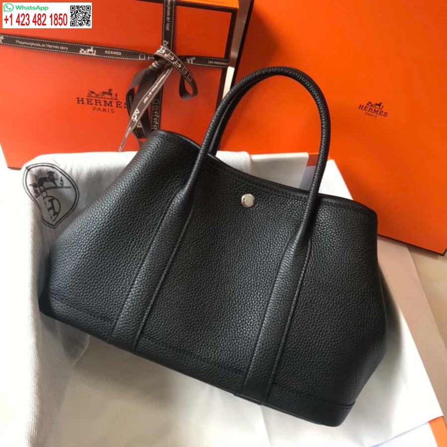 Replika Hermes črna Togo Usnjena Vrtna Zabava 30 Cm Torba Za Strojno šivanje H239053