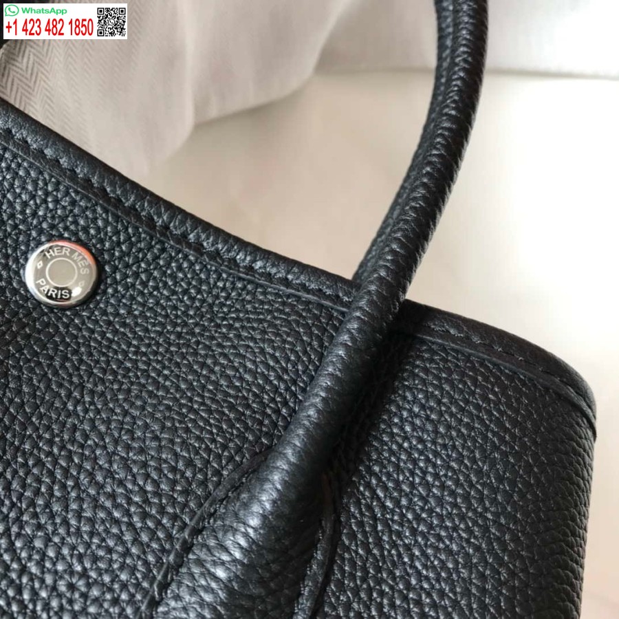 Replika Hermes črna Togo Usnjena Vrtna Zabava 30 Cm Torba Za Strojno šivanje H239053