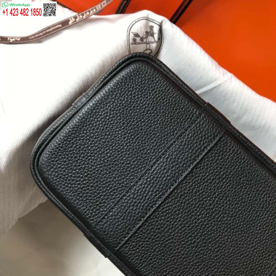Replika Hermes črna Togo Usnjena Vrtna Zabava 30 Cm Torba Za Strojno šivanje H239053
