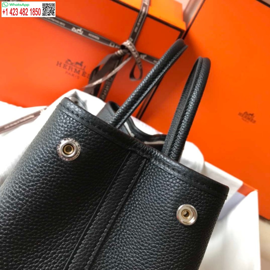 Replika Hermes črna Togo Usnjena Vrtna Zabava 30 Cm Torba Za Strojno šivanje H239053