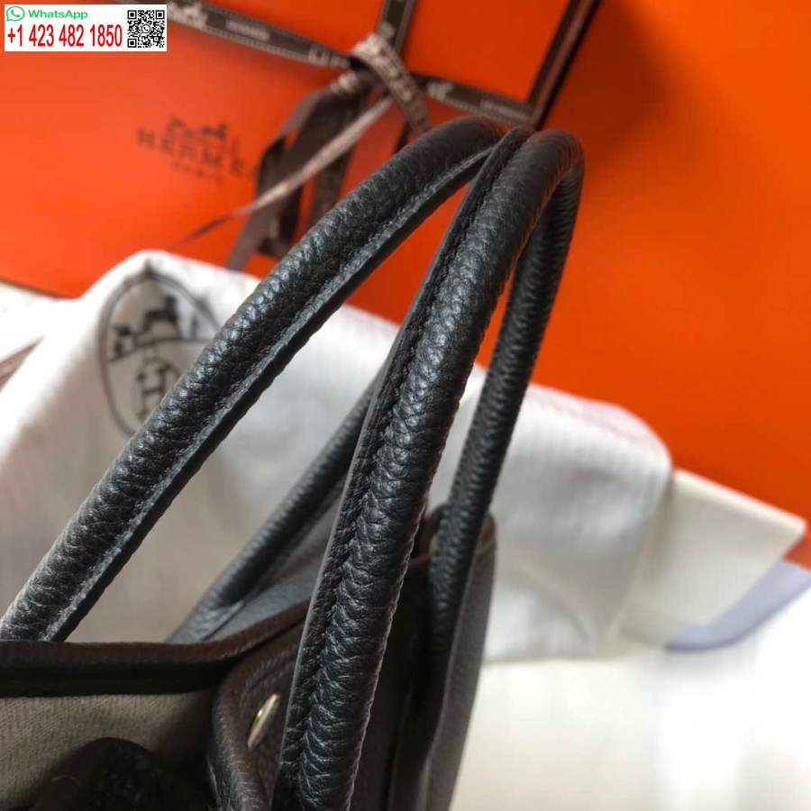 Replika Hermes črna Togo Usnjena Vrtna Zabava 30 Cm Torba Za Strojno šivanje H239053