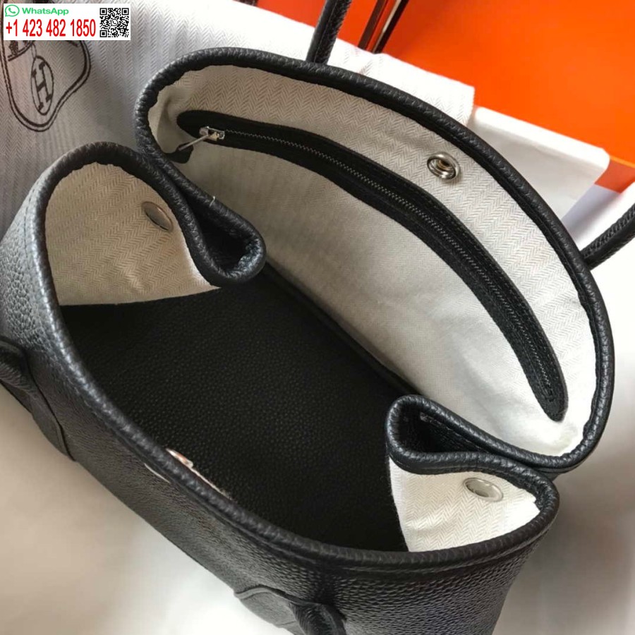 Replika Hermes črna Togo Usnjena Vrtna Zabava 30 Cm Torba Za Strojno šivanje H239053