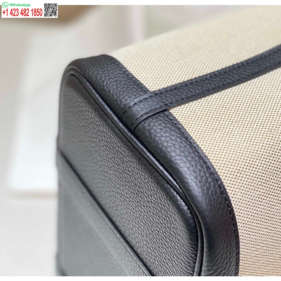 Replica Hermes Beige Canvas and Black leather Garden Party 30cm Bag H239051