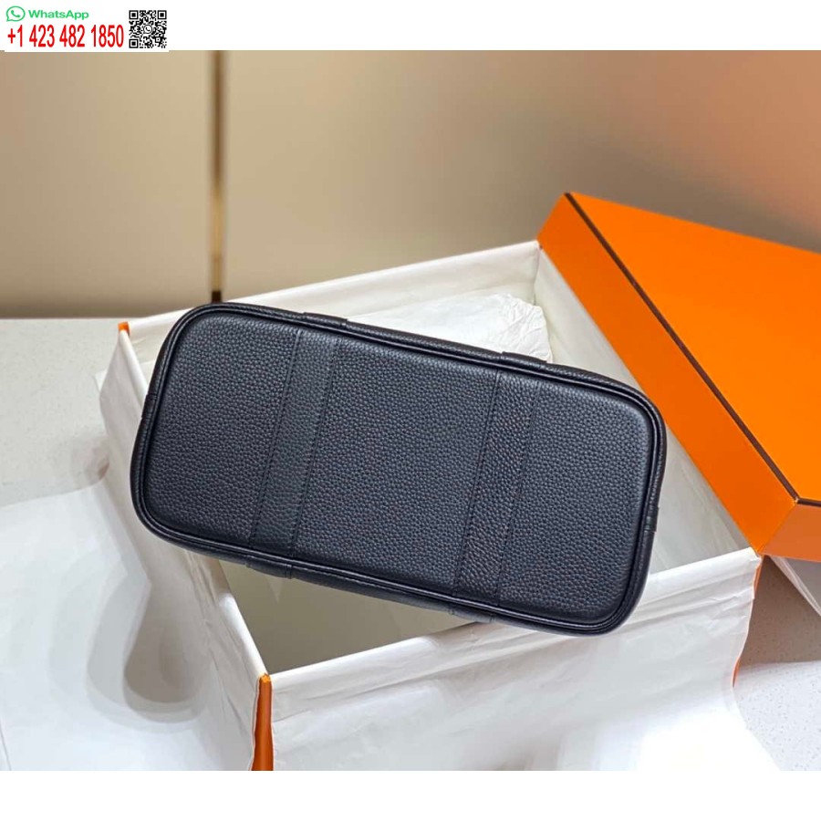 Replica Hermes Beige Canvas and Black leather Garden Party 30cm Bag H239051