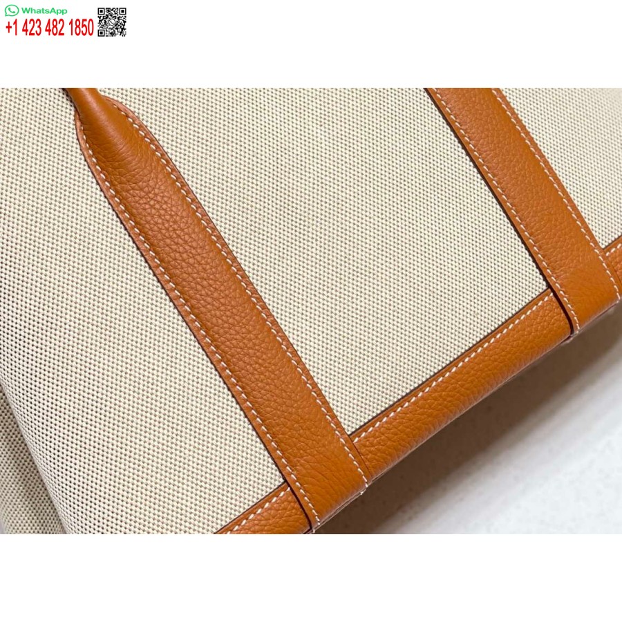 Réplique Hermes Toile Beige Et Cuir Marron Garden Party 30cm Sac H239052