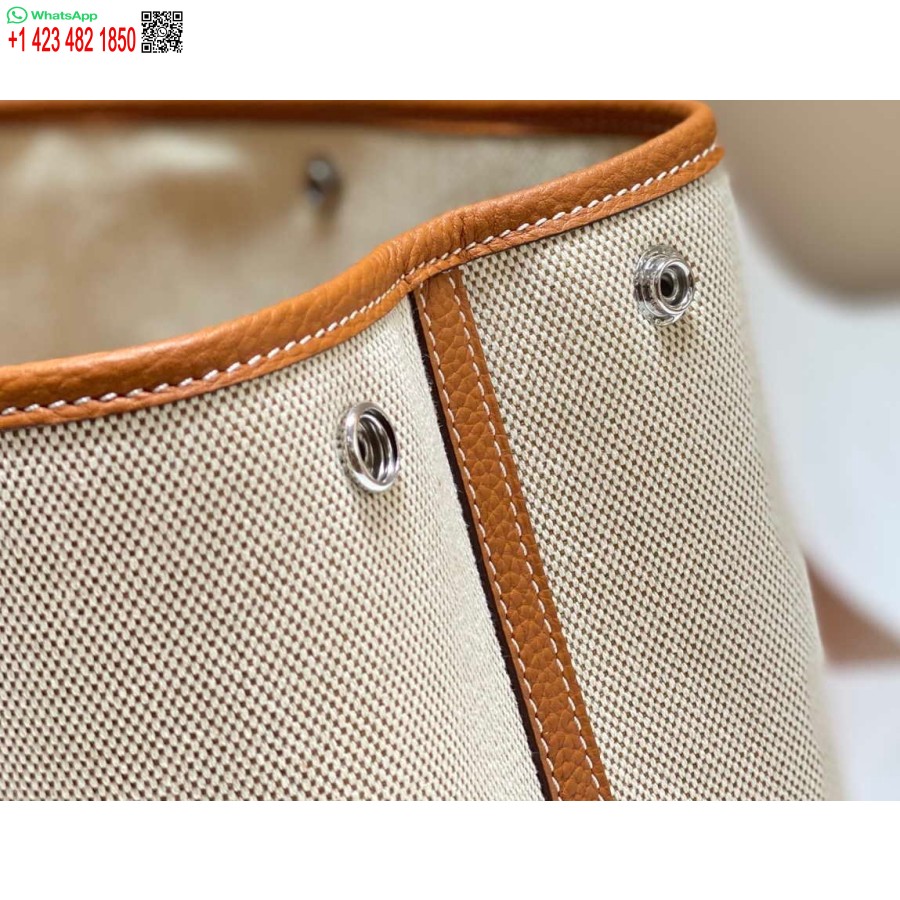 Réplique Hermes Toile Beige Et Cuir Marron Garden Party 30cm Sac H239052