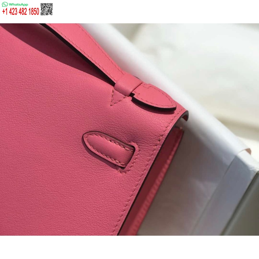 Replica Hermes Mini Kelly Pochette Swift Pochette In Pelle Argento H230253