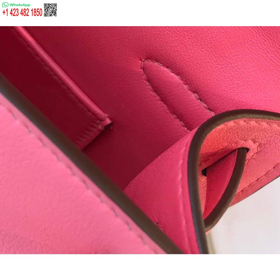 Replica Hermes Mini Kelly Pochette Swift Pochette In Pelle Argento H230253