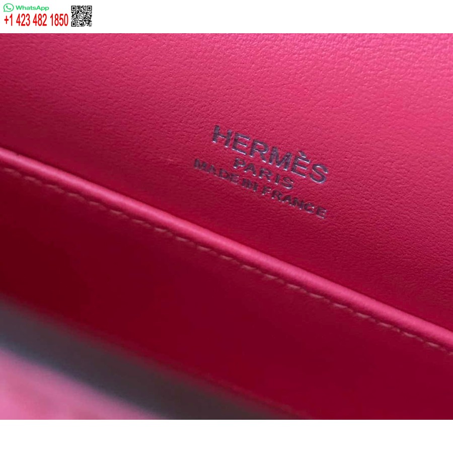 Replica Hermes Mini Kelly Pochette Swift Pochette In Pelle Argento H230253
