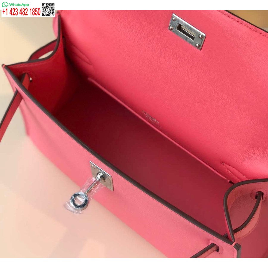 Replica Hermes Mini Kelly Pochette Swift Pochette In Pelle Argento H230253