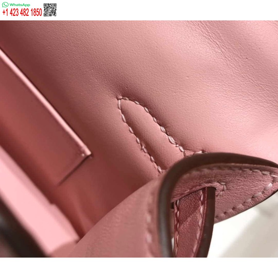 Replica Hermes Mini Kelly Pochette Swift Pochette In Pelle Argento H230252