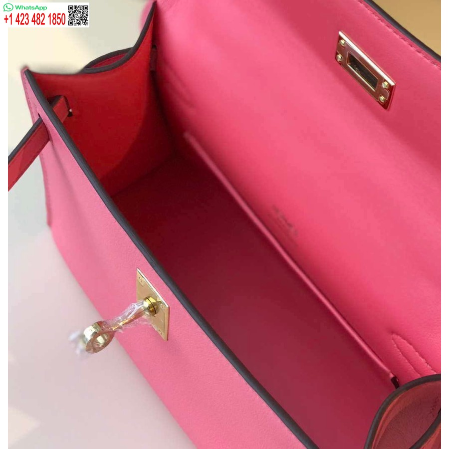 Replika Hermes Mini Kelly Pochette Swift Bőr Kuplungtáska Arany H230250