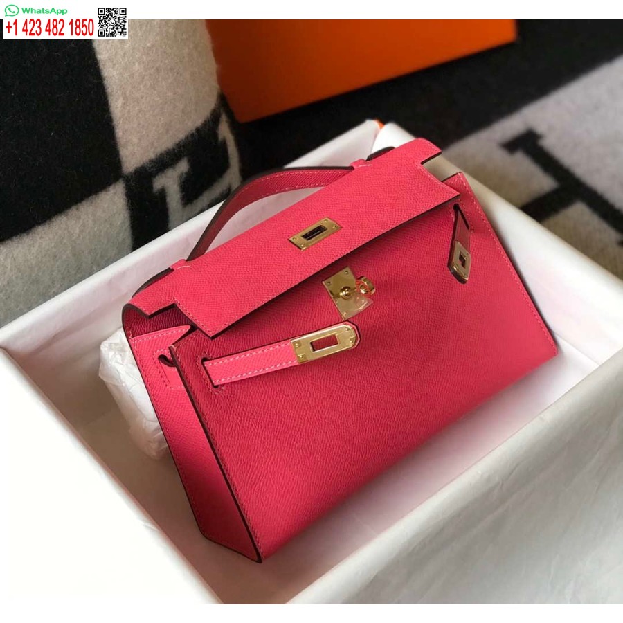 Replik Hermes Mini Kelly Pochette H230225 Epsom Leder Lippenstift Pulver