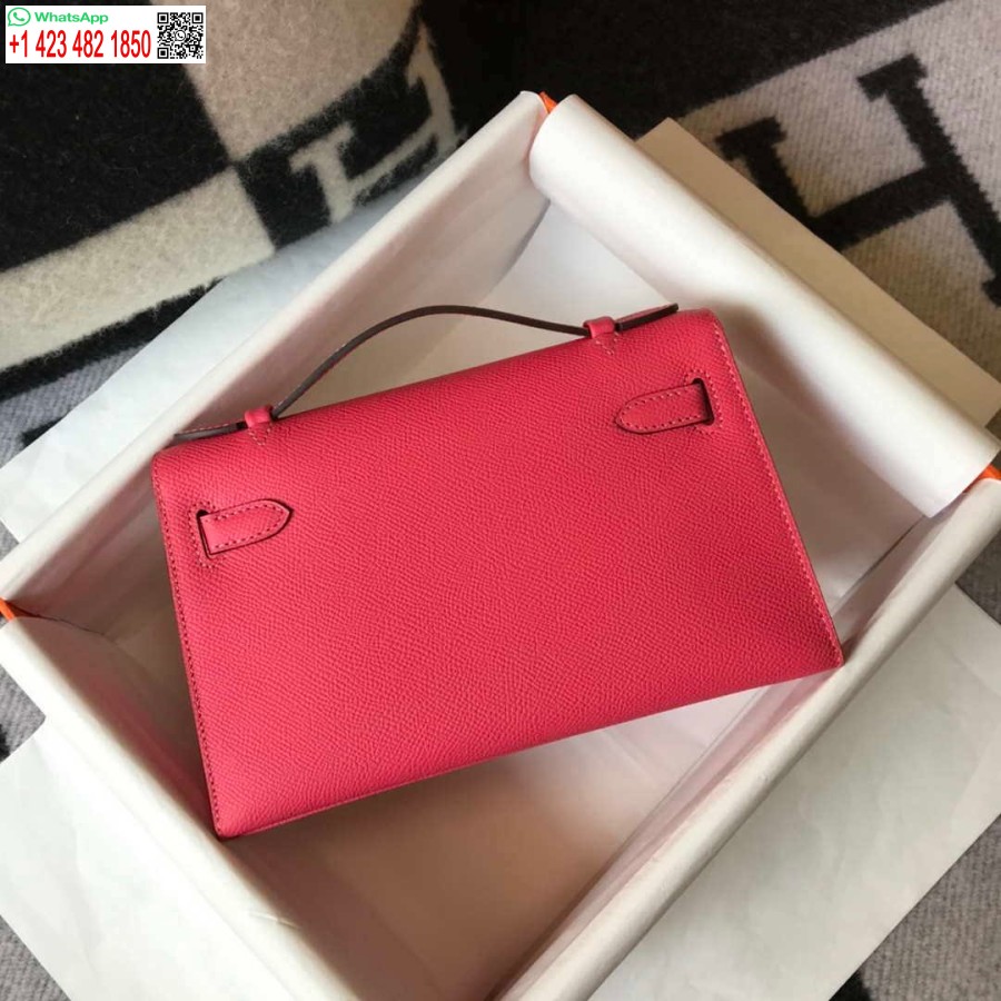 Replica Hermes Mini Pochette Kelly H230225 Rossetto In Pelle Epsom In Polvere