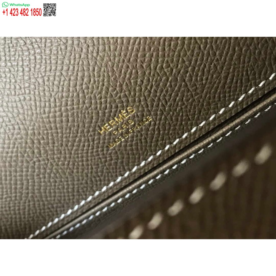 Replik Hermes Mini Kelly Pochette H230223 Epsom Leder Elefantengrau