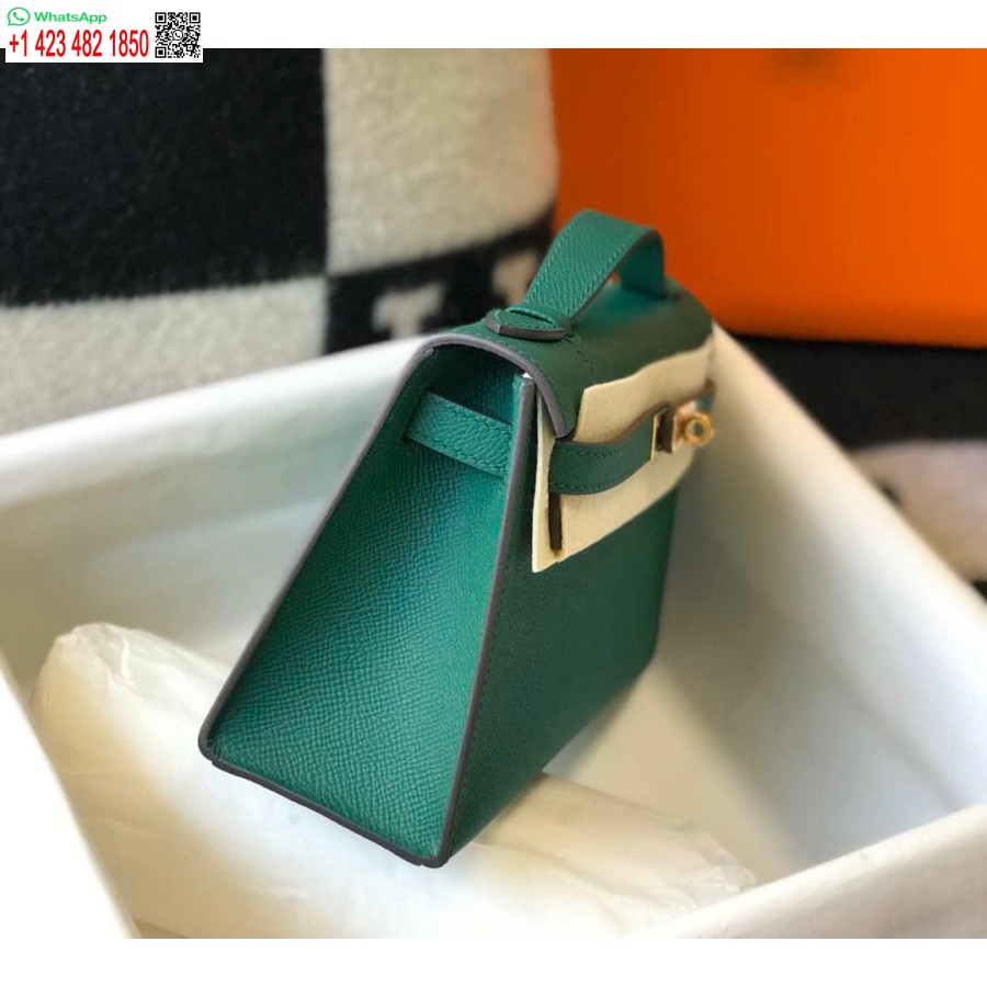 Replik Hermes Mini Kelly Pochette Epsom Leder H230242 Grün