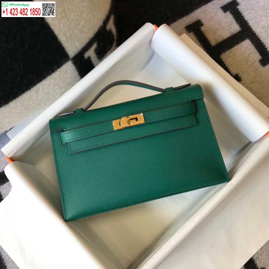 Replik Hermes Mini Kelly Pochette Epsom Leder H230242 Grün