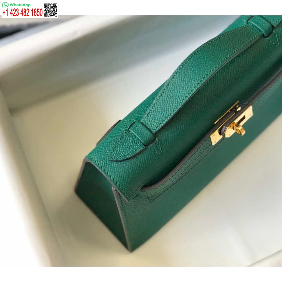 Replik Hermes Mini Kelly Pochette Epsom Leder H230242 Grün