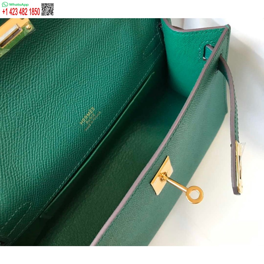 Replik Hermes Mini Kelly Pochette Epsom Leder H230242 Grün