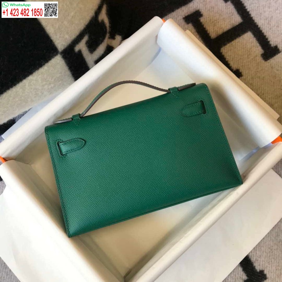 Replica Hermes Mini Kelly Pochette Epsom Nahast H230242 Roheline