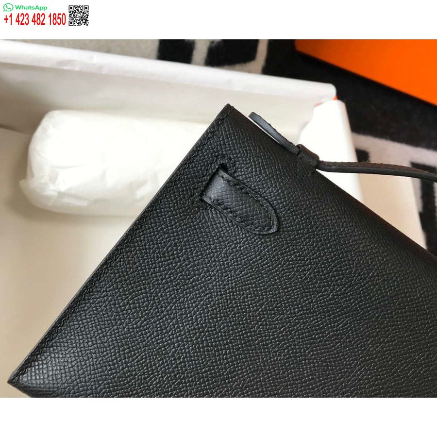 Replik Hermès Mini Kelly Pochette Epsom Leder H230241 Schwarzgold