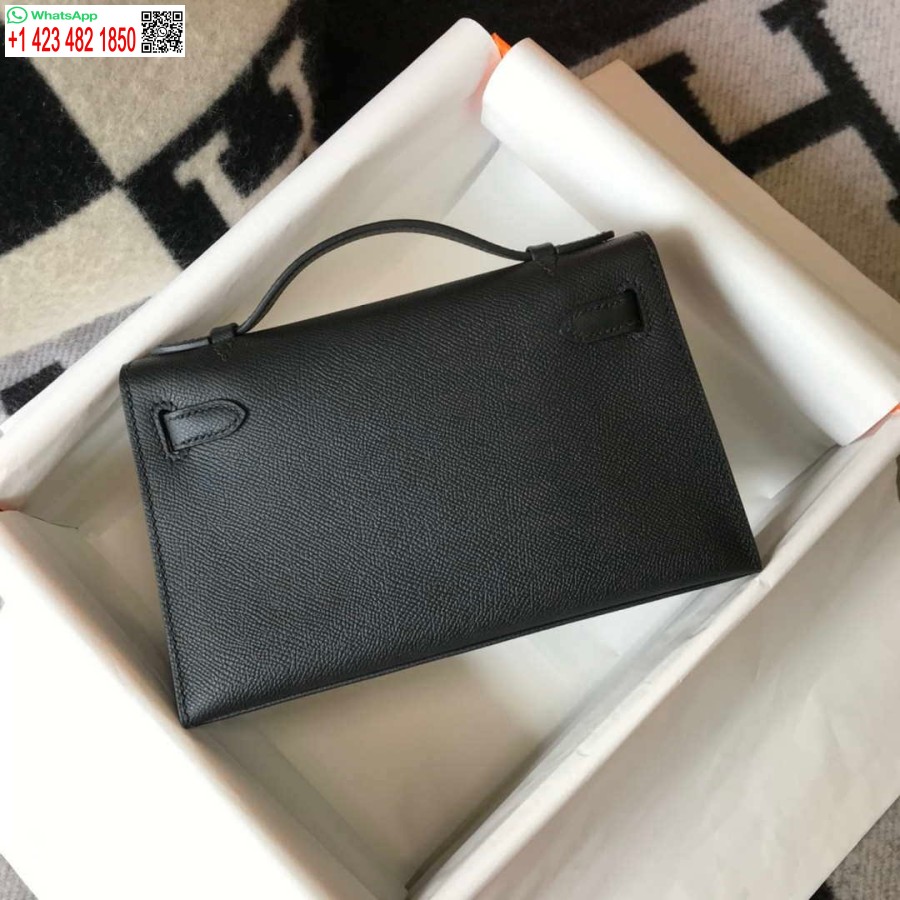 Replica Hermes Mini Kelly Pochette Epsom Nahast H230241 Must Kuld