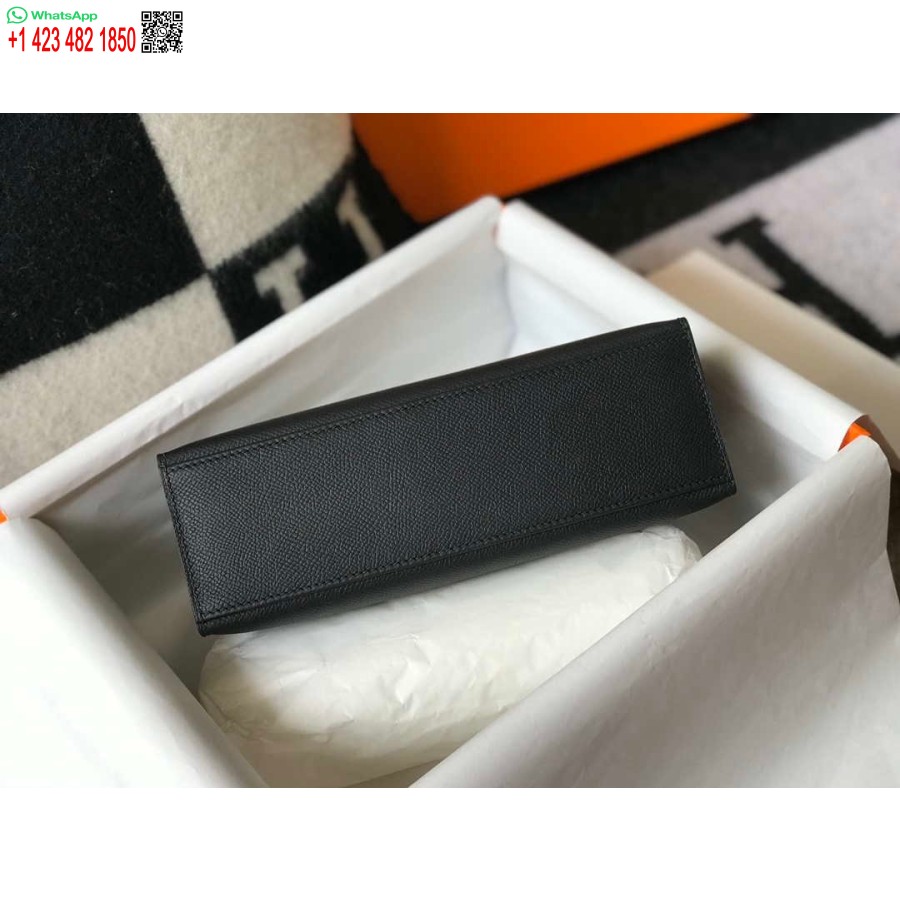Replik Hermès Mini Kelly Pochette Epsom Leder H230240 Schwarz Silber
