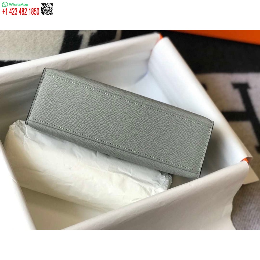 Replica Hermes Mini Pochette Kelly In Pelle Epsom H230232 Blu Ghiacciaio