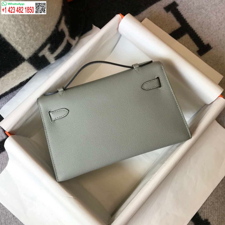 Replica Hermes Mini Kelly Pochette Epsom Nahk H230232 Liustiku Sinine